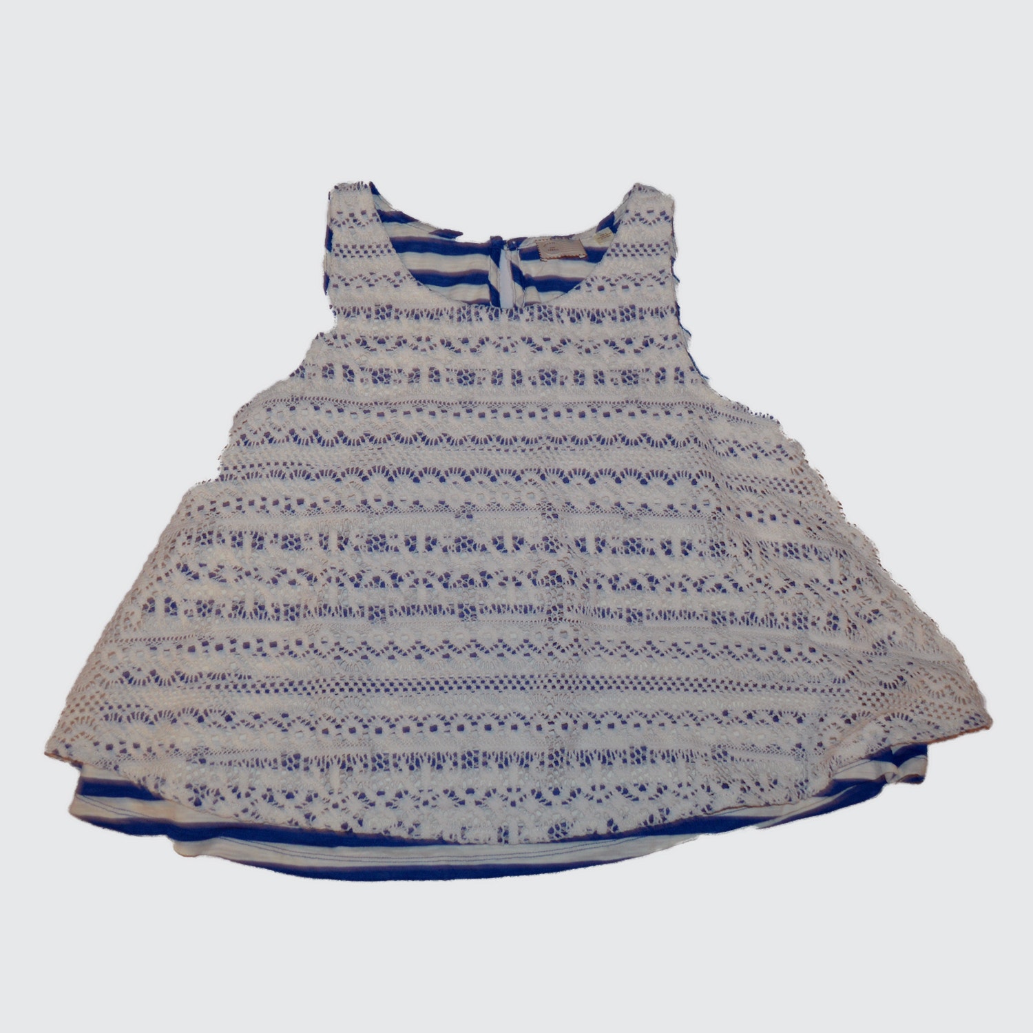 Anthropologie Xs Women's Lace Tank Blue And White Striped By Postmark